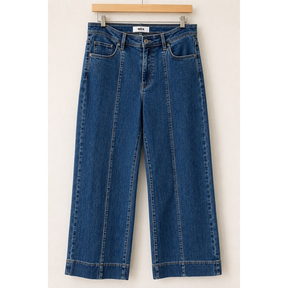 Mica Denim Dark Wash Stretchy Wide Leg Jeans Dark Blue 14W MD1021-14W